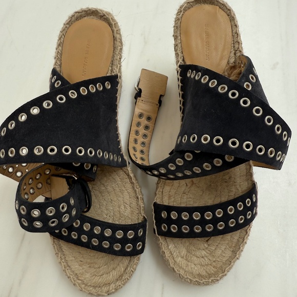 Isabel Marant Iriane Wedge Shoes in Black 37 or Size 7 - Picture 1 of 5